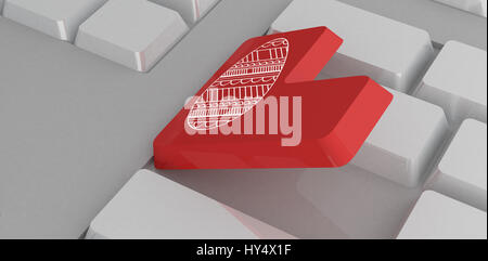 PE047   01 Pâques bs nf contre clavier blanc avec la clé rouge Banque D'Images