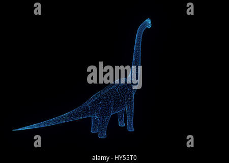 Dinosaure Brachiosaurus en Wireframe hologramme Style. Rendu 3D de Nice Banque D'Images