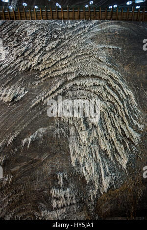 Sur le mur de sel Rudolf mine, partie de Salina Turda salt mine située dans la région de Turda Durgau-Valea Sarata, ville de Cluj en Roumanie Banque D'Images