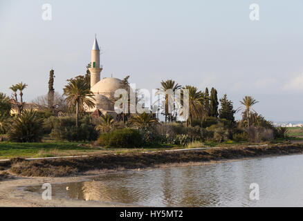 Photo de paysage Hala Sultan Tekke, le lac salé de Larnaca à Chypre Banque D'Images