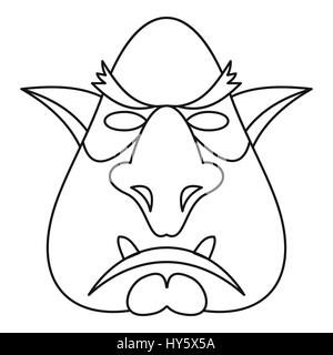 Tête de troll, icône de style contour Illustration de Vecteur