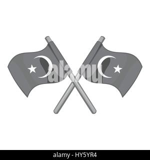 La Turquie, l'icône drapeaux croisés style monochrome gris Illustration de Vecteur