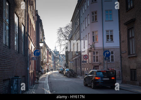 19 siècle bâtiments classiques de la ville historique des rues du vieux Copenhague, Danemark Banque D'Images