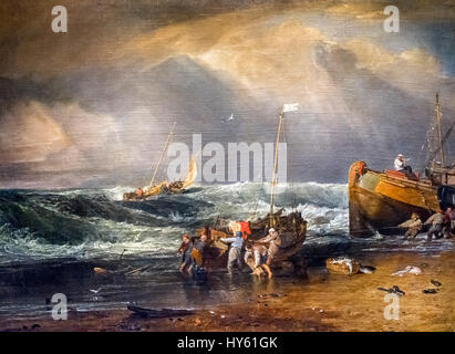 JMW Turner "Scène de la côte avec des pêcheurs", huile sur toile, c.1803 Banque D'Images