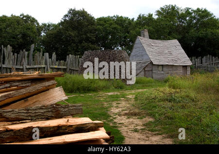 Une scène générale à la plantation Plimoth, maintenant connue sous le nom de Plimoth Patuxet Banque D'Images