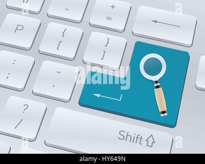 Concept de la recherche sur la conception de bouton blanc clavier de l'ordinateur pour vos projets d'entreprise. Fond d'illustration vectorielle. Illustration de Vecteur