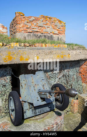 Pak 36 / Panzerabwehrkanone 36 avec Stielgranate 41, canon anti-char allemand à Raversyde Atlantikwall / Musée du Mur de l'Atlantique à Raversijde, Belgique Banque D'Images