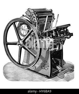 Machine d'impression pour l'impression et la publication de la production, XIX siècle illustration Banque D'Images