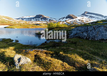 La fin du printemps paysage dans Skorrigorrivatn, dans le Nord de la Norvège Banque D'Images