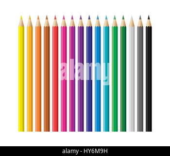 Crayons de couleur, crayons à définir, le retour à l'école Illustration de Vecteur