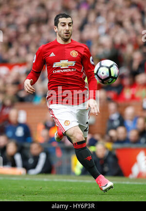 Manchester United, Henrikh Mkhitaryan au cours de la Premier League match à Old Trafford, Manchester. Banque D'Images