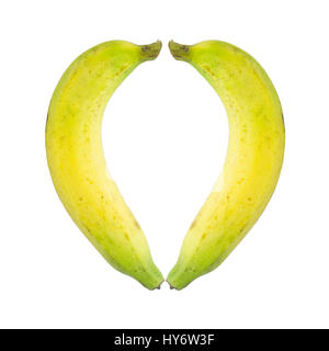 Forme de coeur banana isolated on white Banque D'Images