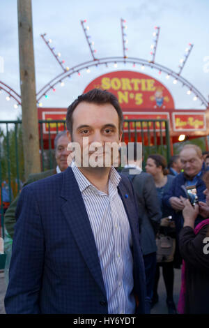 Paris, France.31th mars 2017. Florian Philippot assiste à la soirée d'ouverture du salon du Trône 2017 à Paris, France. Banque D'Images