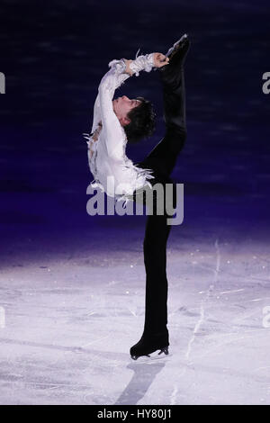 Helsinki, Finlande. 2ème apr 2017. Yuzuru Hanyu du Japon s'effectue au cours de l'exposition au programme ISU World Figure Skating Championships 2017 à Helsinki, Finlande, le 2 avril 2017. Credit : Matti Matikainen/Xinhua/Alamy Live News Banque D'Images