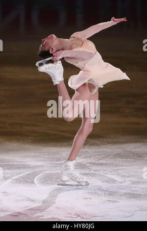 Helsinki, Finlande. 2ème apr 2017. Evgenia Medvedeva de Russie effectue au cours de l'exposition au programme ISU World Figure Skating Championships 2017 à Helsinki, Finlande, le 2 avril 2017. Credit : Matti Matikainen/Xinhua/Alamy Live News Banque D'Images