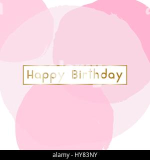 Conception de cartes de souhaits d'anniversaire avec texte 'Happy Birthday' en or et rose bulles dans l'arrière-plan. Illustration de Vecteur