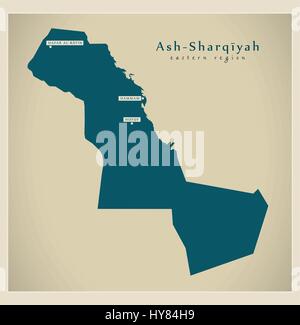 Carte moderne - Ash-Sharqiyah SA Illustration de Vecteur