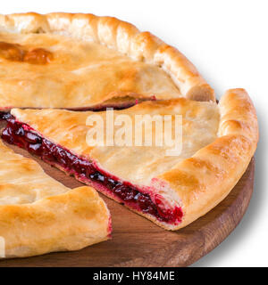 Cherry pie ossète avec isolated on white Banque D'Images