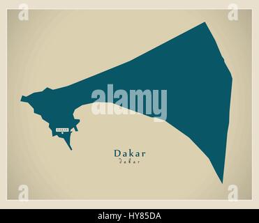 Carte moderne - Dakar SN Illustration de Vecteur