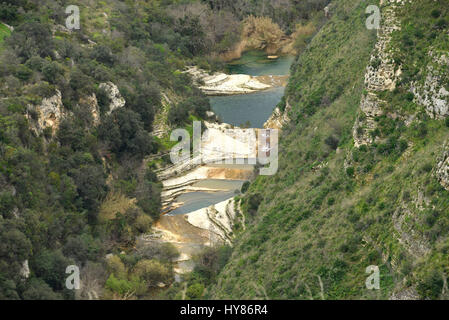 Les étangs, rivière, Gulch, Cavagrande del Cassibile, Sicile, Italie, Teiche, Fluss, Schlucht, sicilia, Italie Banque D'Images