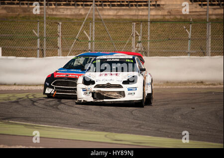 Montmeló, Espagne. 09Th avr, 2017. Tore Kristoffersen a un accident au cours de la journée 1 - F.I.A. Monde sur le circuit de course de Catalunya. Crédit : Pablo Guillen/Pacific Press/Alamy Live News Banque D'Images