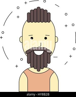 Smiling man hipster caractère. Vector illustration de l'icône de couleur en ligne plate style. Cute linéaire et heureux. Illustration de Vecteur