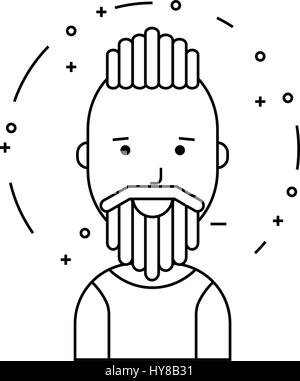 Smiling man hipster caractère. Vector illustration des icônes au style du contour plat. Cute linéaire et heureux. Illustration de Vecteur