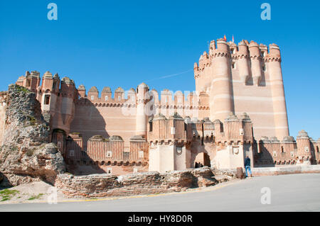 Château. La coca, province de segovia, Castilla Leon, Espagne. Banque D'Images