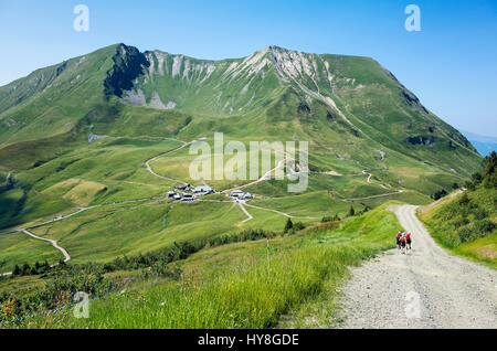France, Haute-Savoie, Le Grand Bornand, Massif des Aravis, le Col des Annes. Banque D'Images