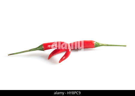 Deux piment rouge isolé sur fond blanc Banque D'Images