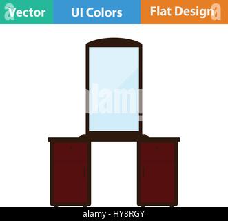 Commode avec miroir icône. Modèle plat. Vector illustration. Illustration de Vecteur