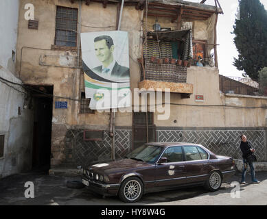 Vue sur la rue de la vieille ville de Damas. La Syrie au début de 2017 Banque D'Images