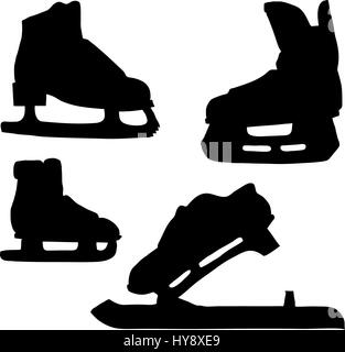 Des patins à glace silhouette. Illustration de Vecteur