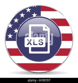 Fichier xls usa design web american tour icône internet avec ombre sur fond blanc. Banque D'Images