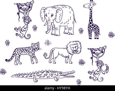 Une collection d'animaux d'Afrique. Illustration de Vecteur