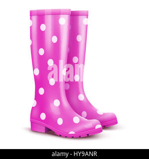 Paire de bottes de pluie rose Banque D'Images