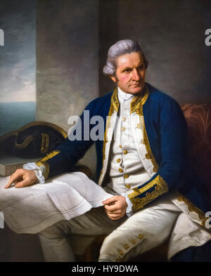 Le capitaine Cook. Portrait du capitaine James Cook (1728-1779) par Nathaniel Dance, huile sur toile, 1776. Banque D'Images