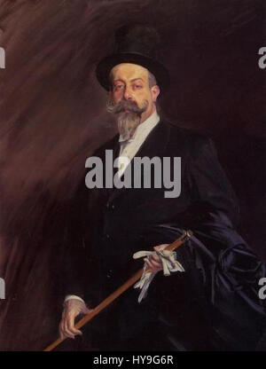 La peinture de Henri Gauthier Villars de Boldini présente l'écrivain dans une pose élégante, capturant son comportement intellectuel et son caractère raffiné. Le portrait traduit l’aura des cercles littéraires parisiens de la fin du XIXe siècle. Banque D'Images