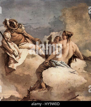Giovanni Domenico Tiepolo (1727-1804) est un peintre et graveur italien, fils du célèbre artiste Giovanni Battista Tiepolo. Connu pour ses compositions dynamiques et ses fresques vibrantes, Domenico a contribué au style rococo et a ensuite influencé le néoclassicisme par son travail détaillé et expressif. Banque D'Images