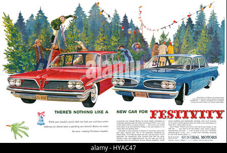 1960 U.S. double-page publicitaire de Noël pour General Motors. Banque D'Images