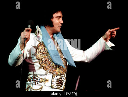 Elvis Presley en concert à la Providence Civic Center le 23 mai, 1977 Banque D'Images