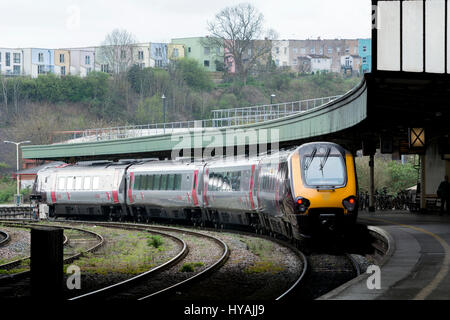 Ski de Voyager train à la gare Temple Meads de Bristol, Royaume-Uni Banque D'Images