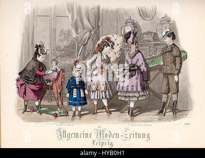 Les enfants à jouer, à partir de la gravure de mode Moden Allgemeine Zeitung, Leipzig, 1872 Banque D'Images