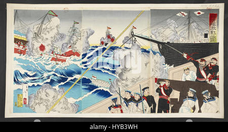 16126.d.1(27) une bataille navale entre navires de guerre chinois et japonais Banque D'Images