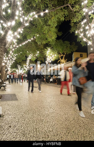 Festival carnaval blanc lumières à Avenida Arriaga Funchal, Madère Banque D'Images