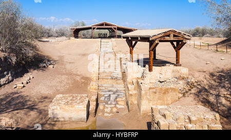 Voyage Moyen Orient Pays de Jordanie - les ruines de site du baptême Béthanie au-delà du Jourdain (Al-Maghtas) sur la rive est du Jourdain, à Banque D'Images