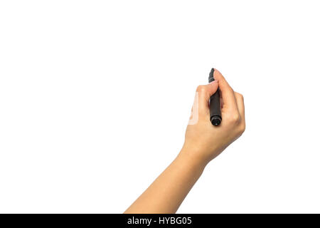 La femelle est prête pour le dessin avec marqueur noir. Isolé sur blanc. Banque D'Images