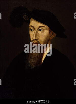 Ce portrait, précédemment pensé pour représenter Edward Seymour, 1er duc de Somerset, représente un homme inconnu en tenue du XVIe siècle. La peinture reflète la mode et le style de la cour Tudor à cette époque. Banque D'Images