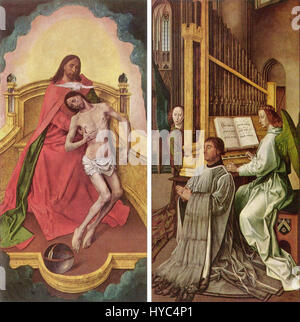 La peinture de Hugo van der Goes, numéro 008, illustre la contribution de l'artiste flamand à la peinture néerlandaise. Connue pour sa profondeur émotionnelle et ses thèmes religieux, cette œuvre reflète probablement la maîtrise de la lumière et de la texture de l’artiste dans la représentation de sujets sacrés. Banque D'Images