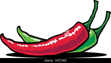 Hot Chili. Vector illustration d'un piment fort dans le feu Illustration de Vecteur